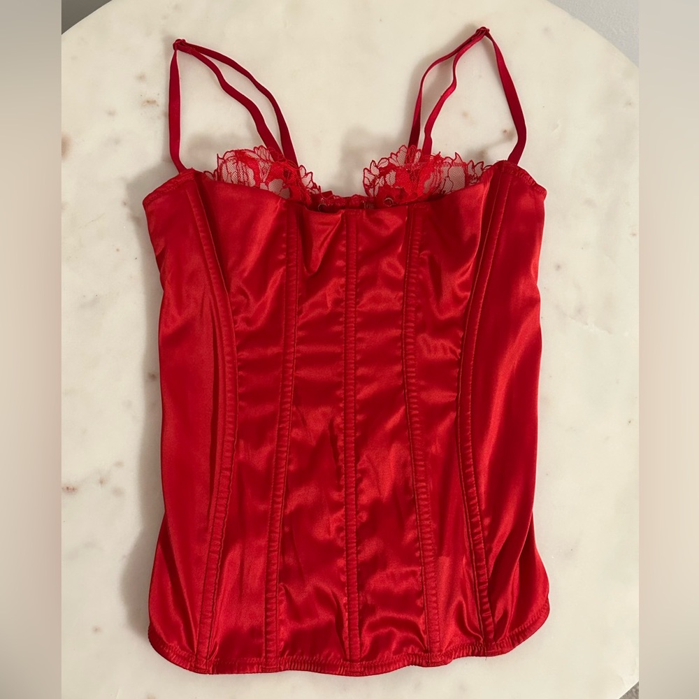 Red, silk corsette bra